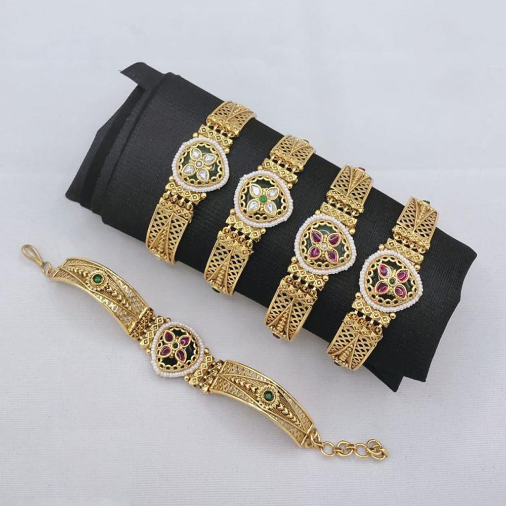 Akruti Collection Antique Polish Trendy Pota Stone Adjustable Bracelet