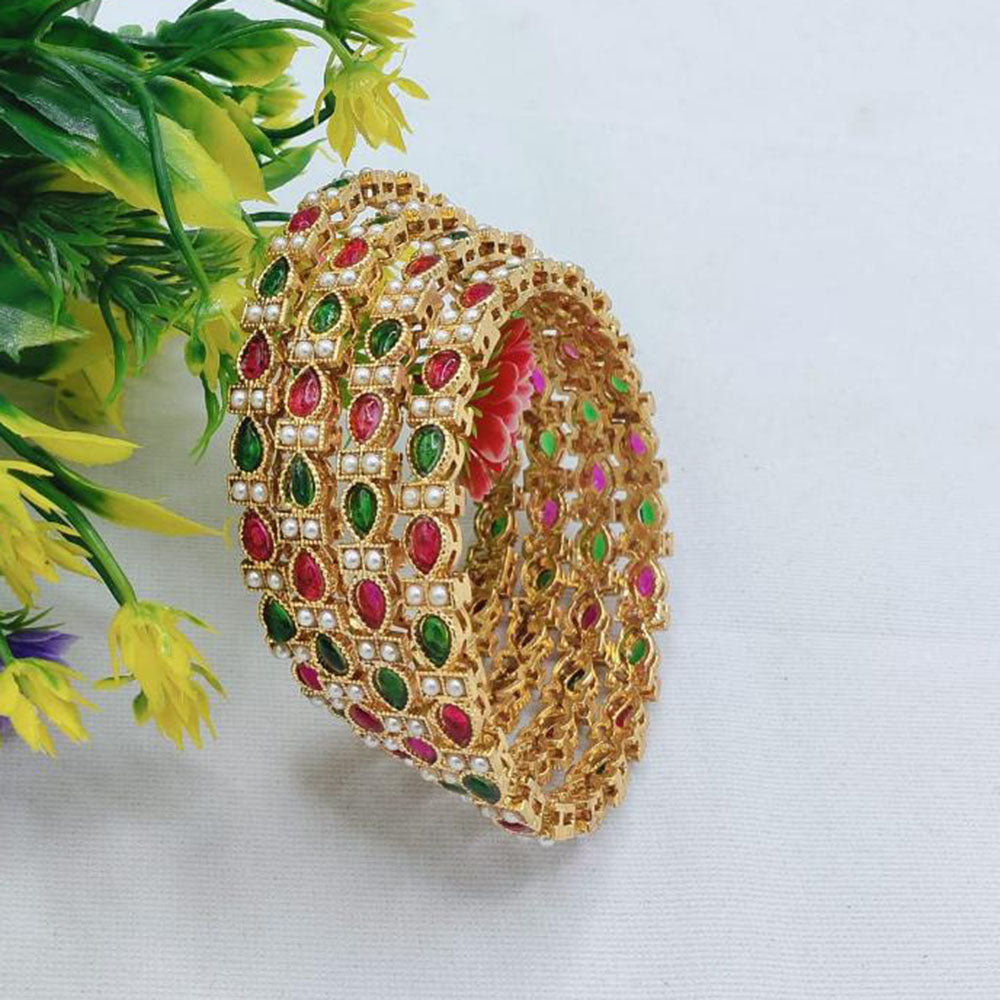 Akruti Collection Elegant Pota Stone Bangles set for Every Occassions