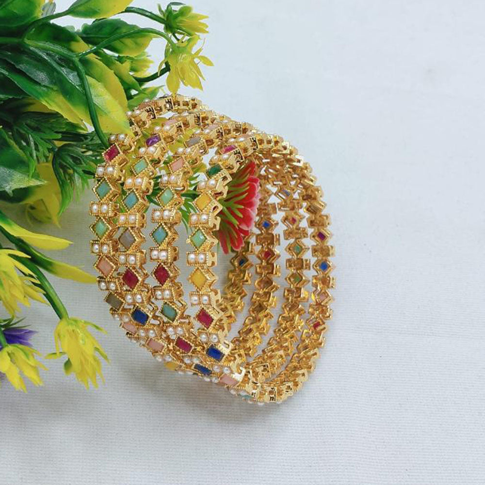 Akruti Collection Elegant Pota Stone Bangles set for Every Occassions