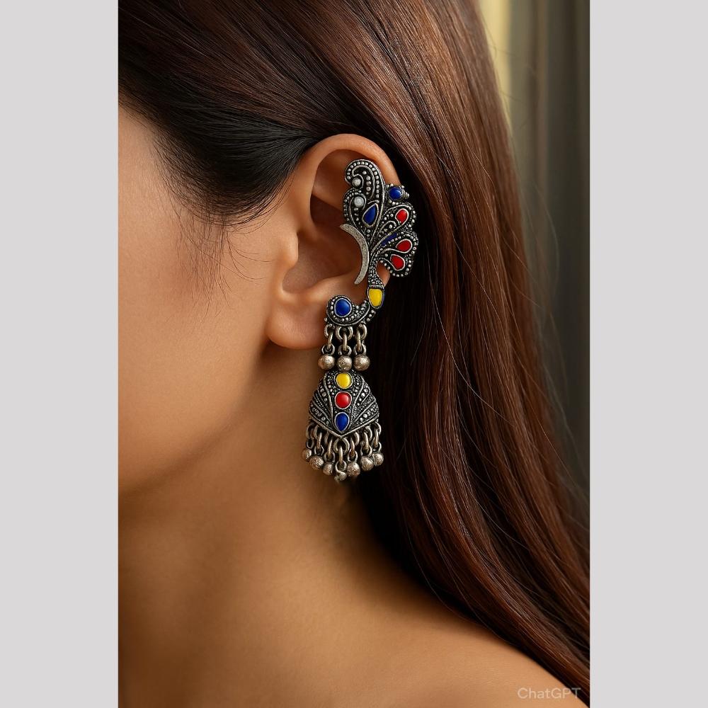 Akruti Collection Stylish Oxidised Jhumki EarCuffs For Navratri And Garba Night