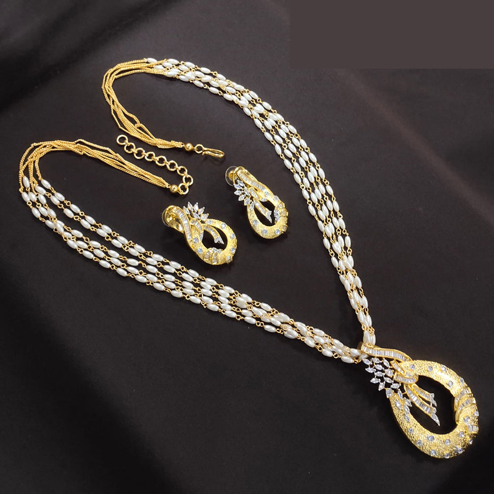 Akruti Collection Regal Elegance Austrian Stone Pearls Necklace Set
