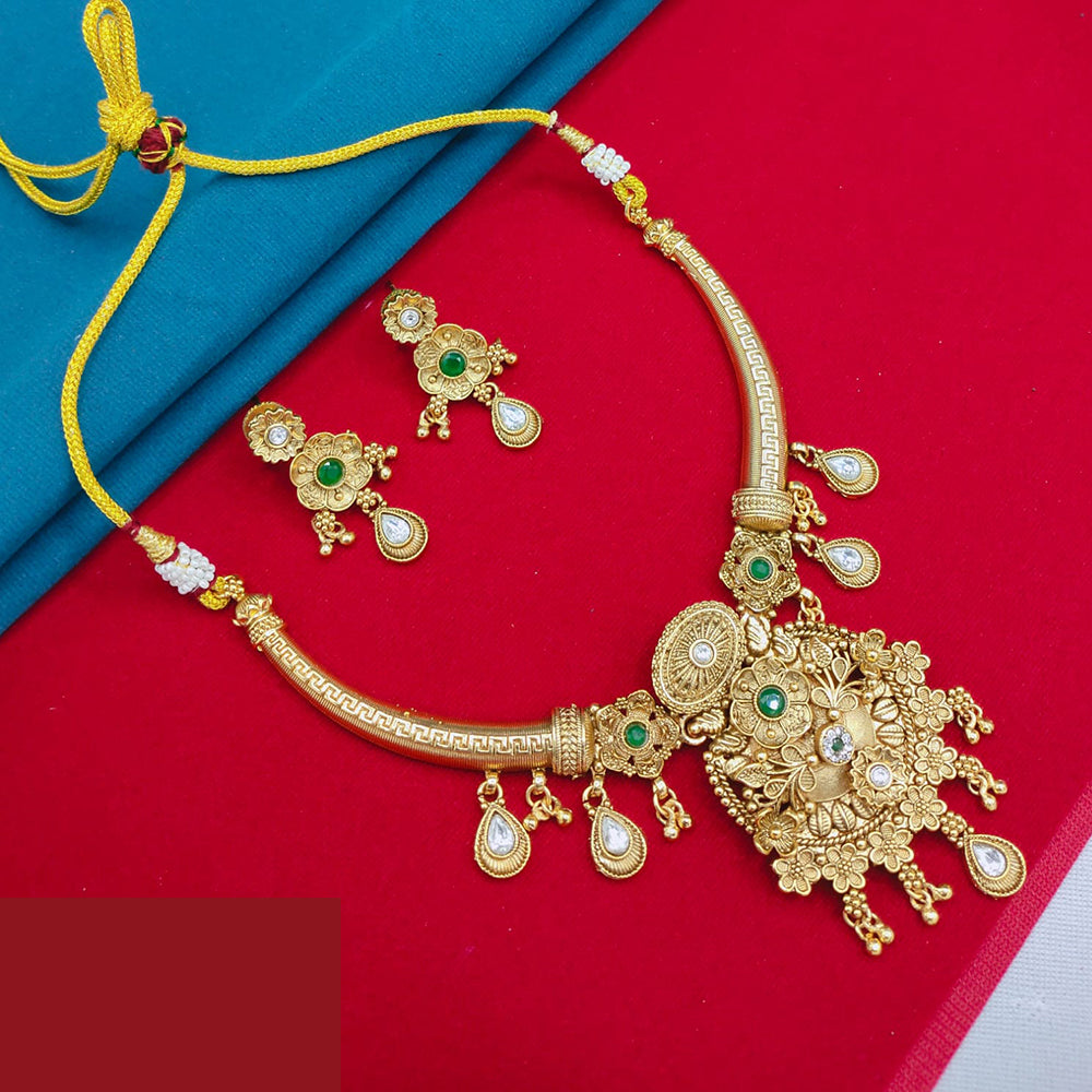 Akruti Collection Royal Pota Stone Necklace Set Glamorous Jewelery For Festive Wear