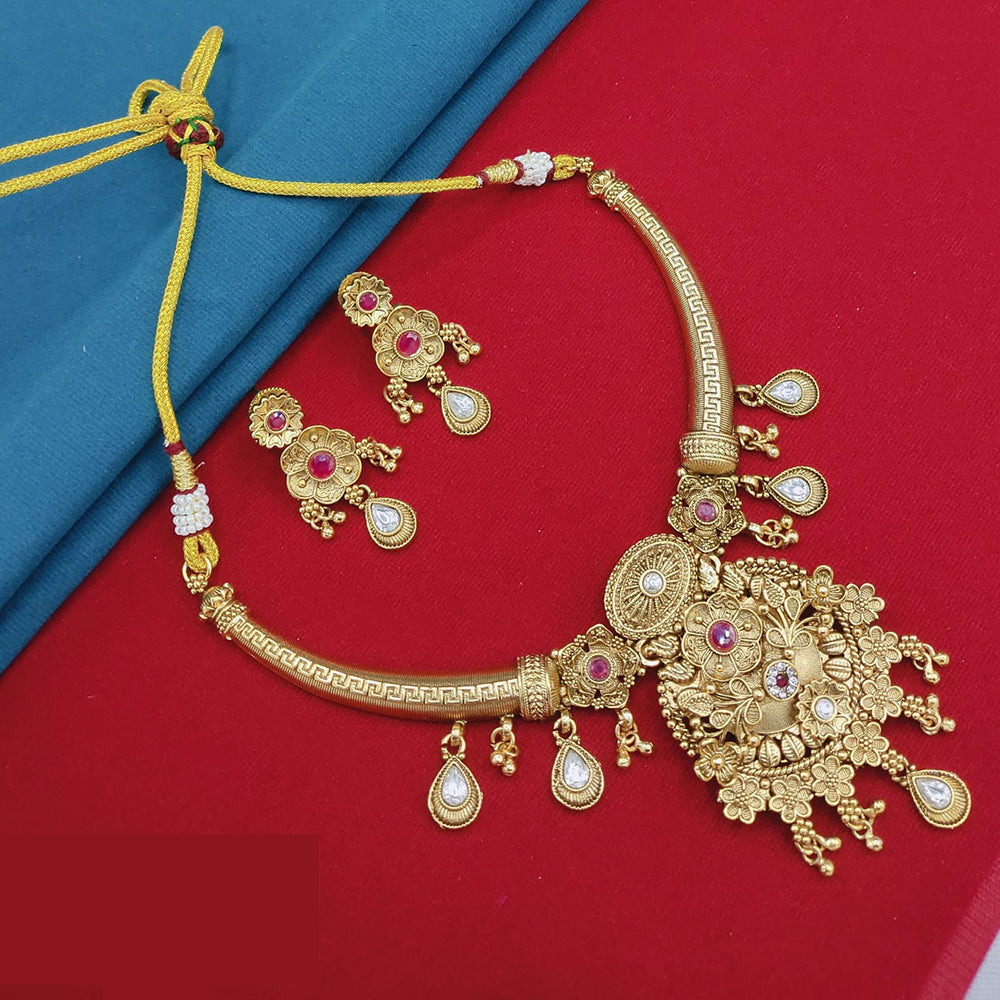 Akruti Collection Royal Pota Stone Necklace Set Glamorous Jewelery For Festive Wear