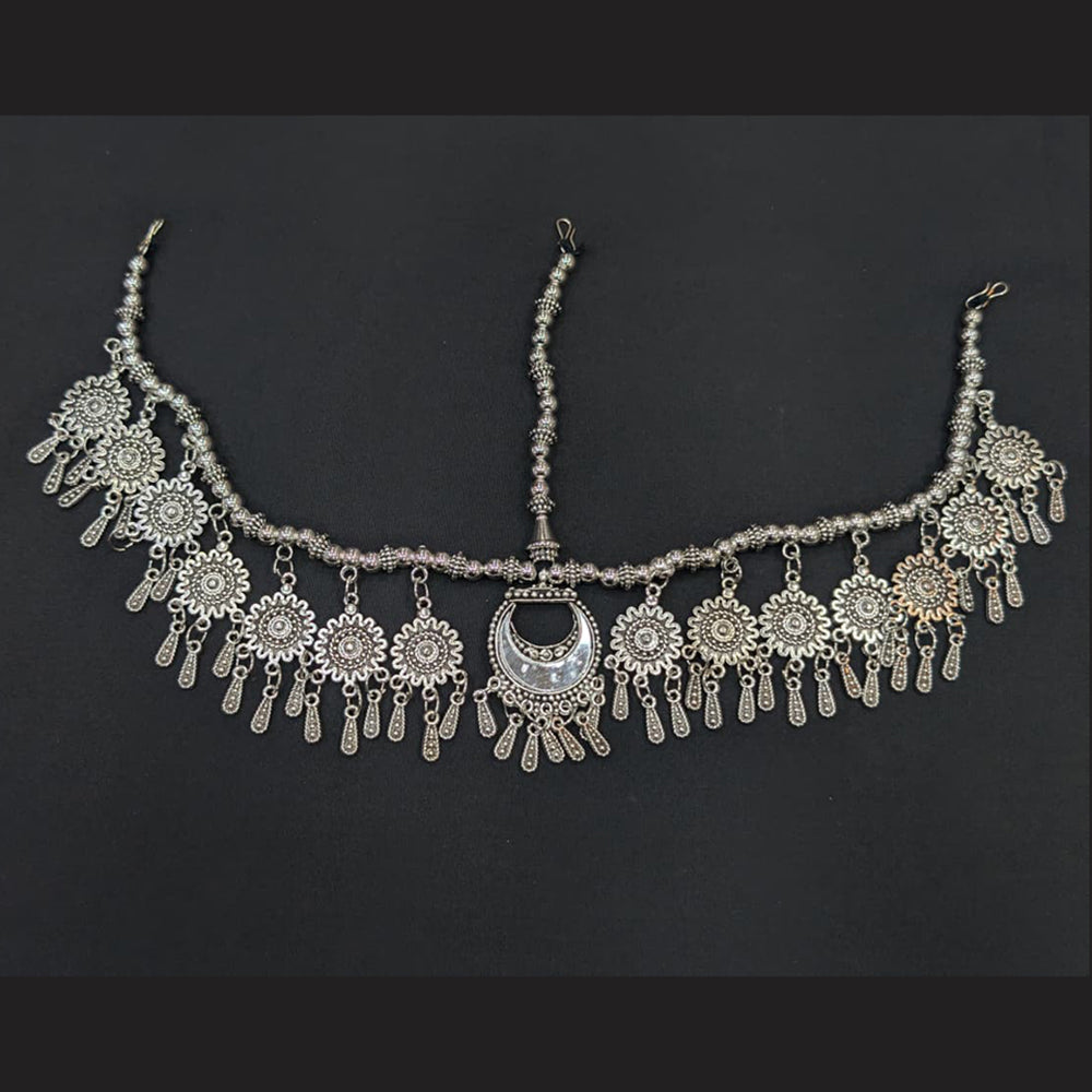 Akruti Collection Oxidised Plated Stunning Navratri Mirror Damini Maangtikka