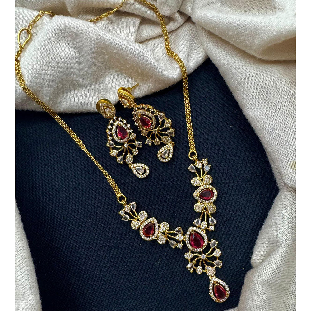 Akruti Collection Designer Sparkling American Daimond Necklace Jewellery Set