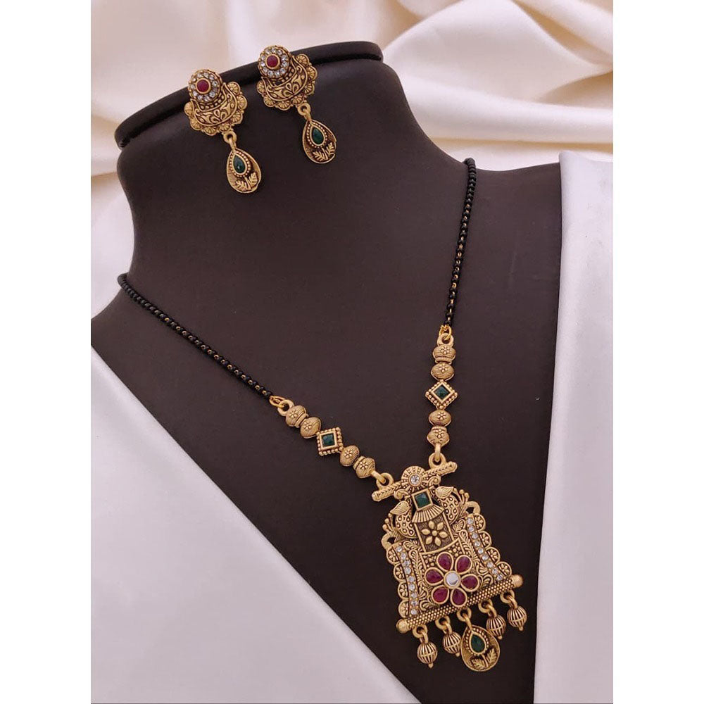 Akruti Collection Elegant Pota Stone And Beads Black Beads Mangalsutra