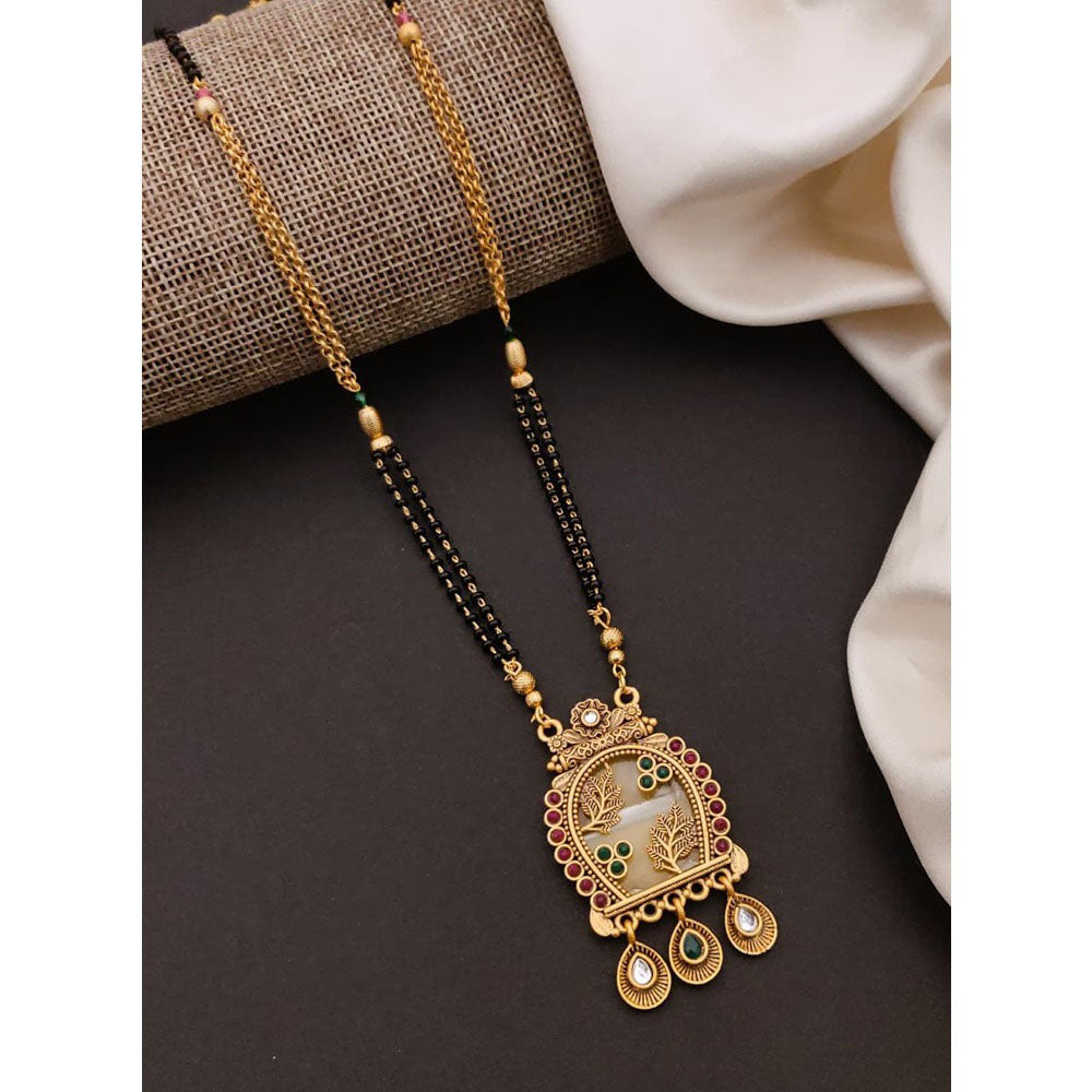 Akruti Collection Elegant Pota Stone And Beads Black Beads Mangalsutra