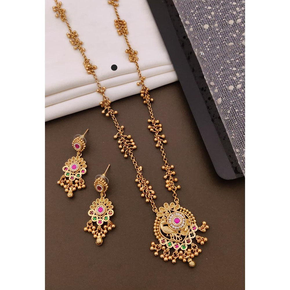 Akruti Collection Designer Pota Stone And Pearl Necklace Set