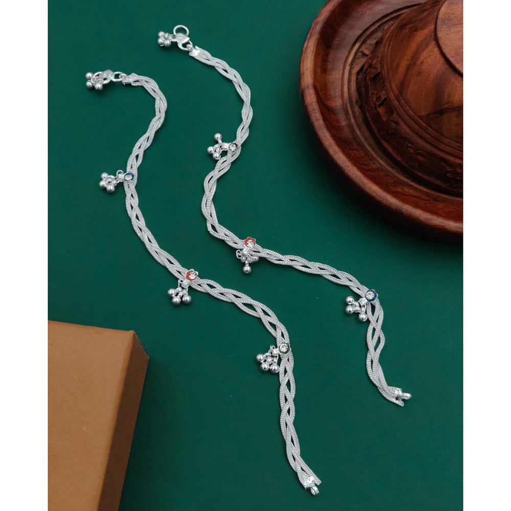 Akruti Collection Premium Handcrafted Akruti Stone Meenakari Payal \ Anklet