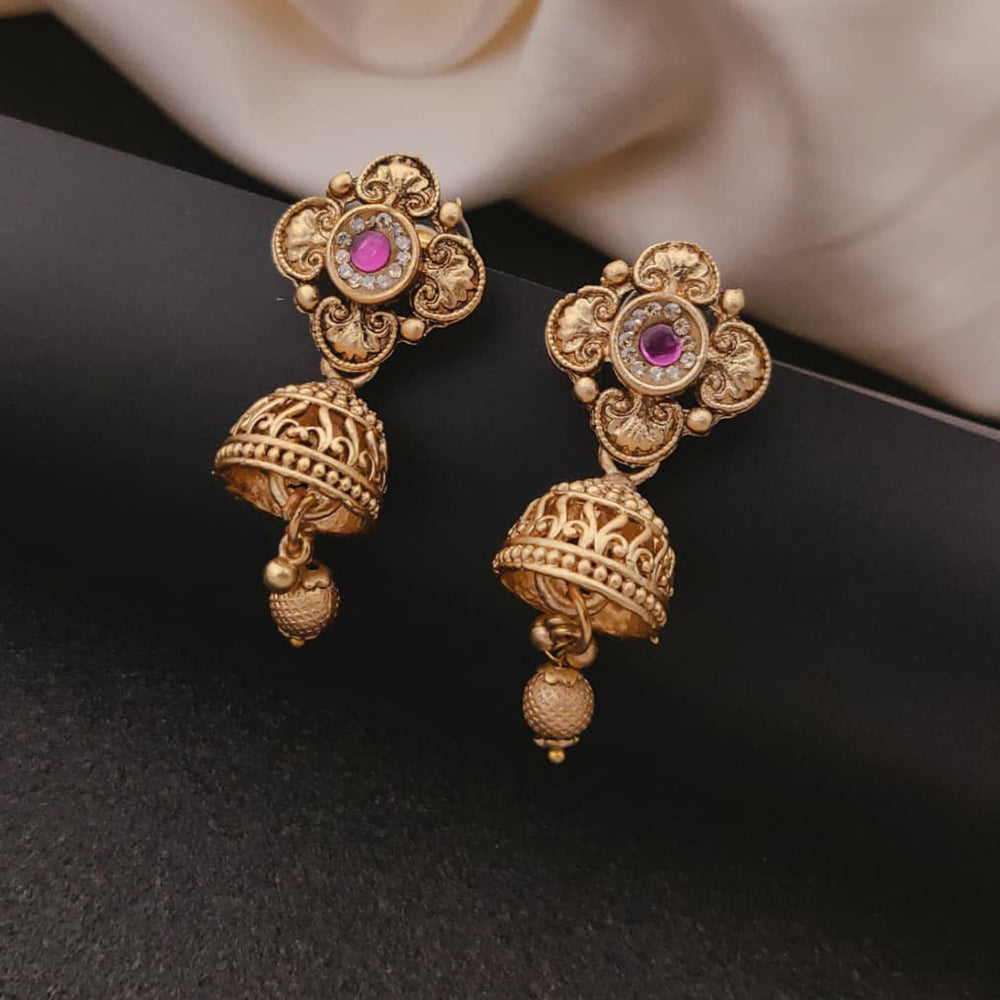 Akruti Collection Traditional Pota And Austrian Stone Beaded Jhumki Earrings