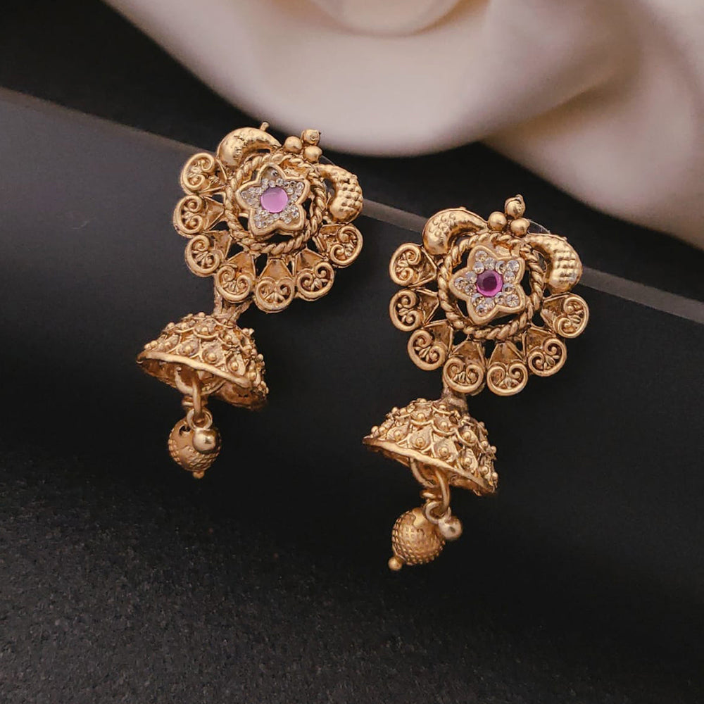 Akruti Collection Traditional Pota And Austrian Stone Beaded Jhumki Earrings