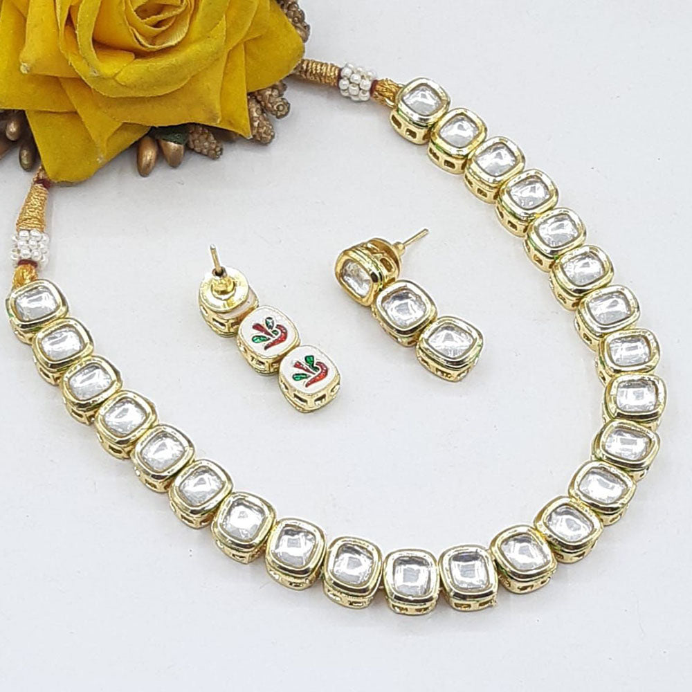 Akruti Collection Graceful Kundan Stone Elegance Necklace Set