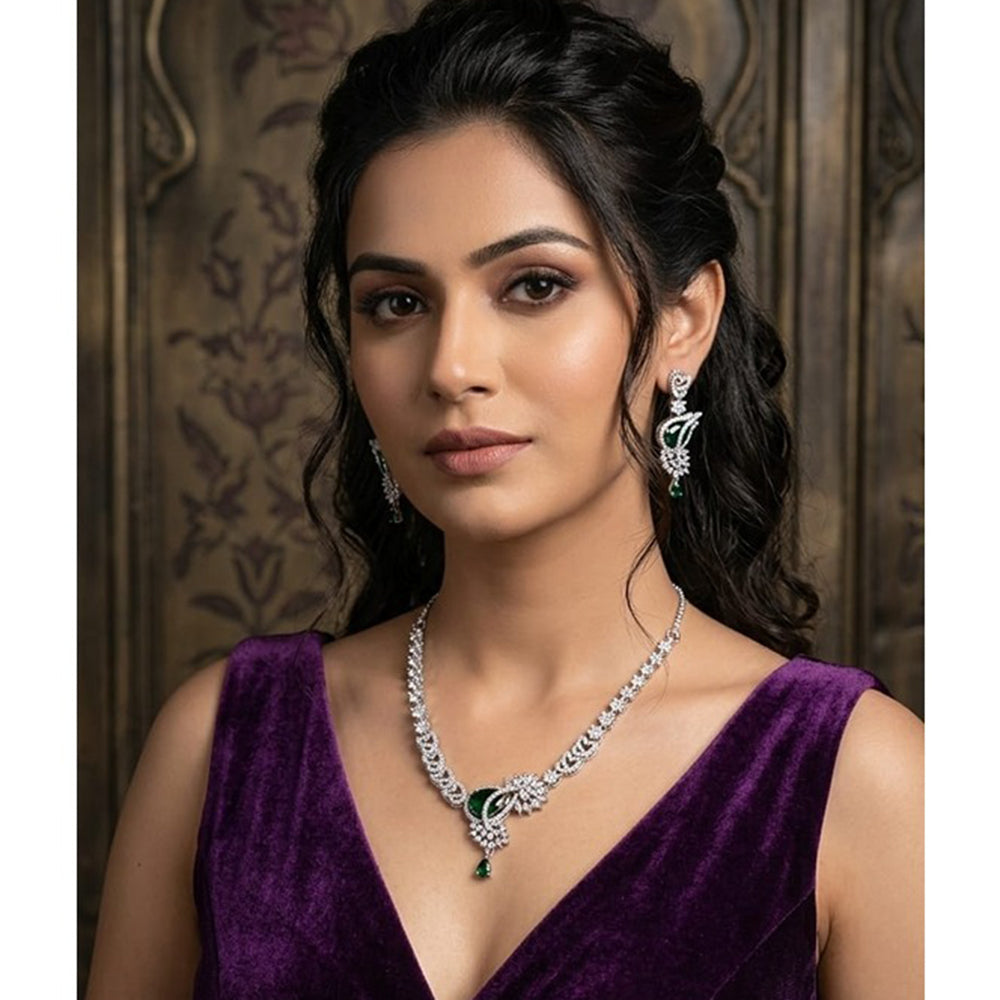 Akruti Collection Graceful American Diamond Necklace Set