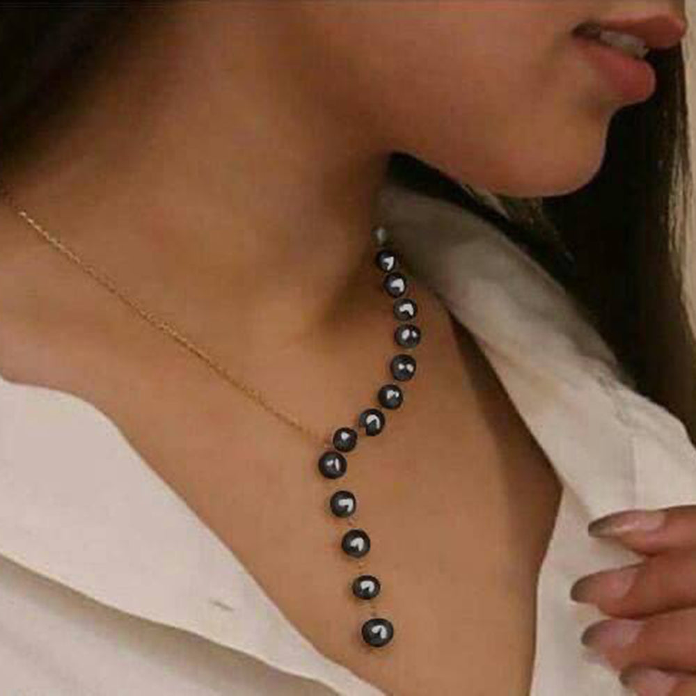 Akruti Collection Minimalist Beads Y-Drop Necklace
