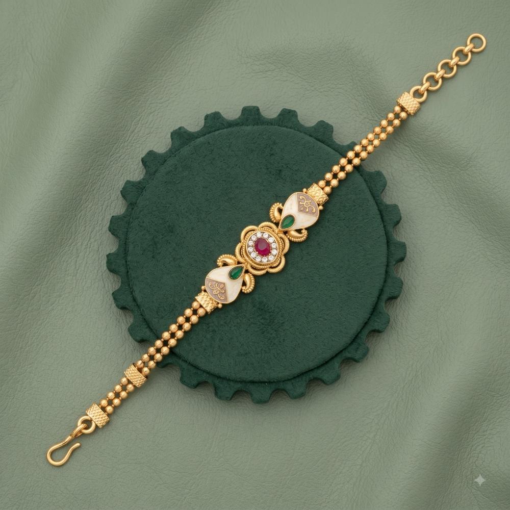 Akruti Collection Royal Pota Stone And Pearl Adjustable Bracelet