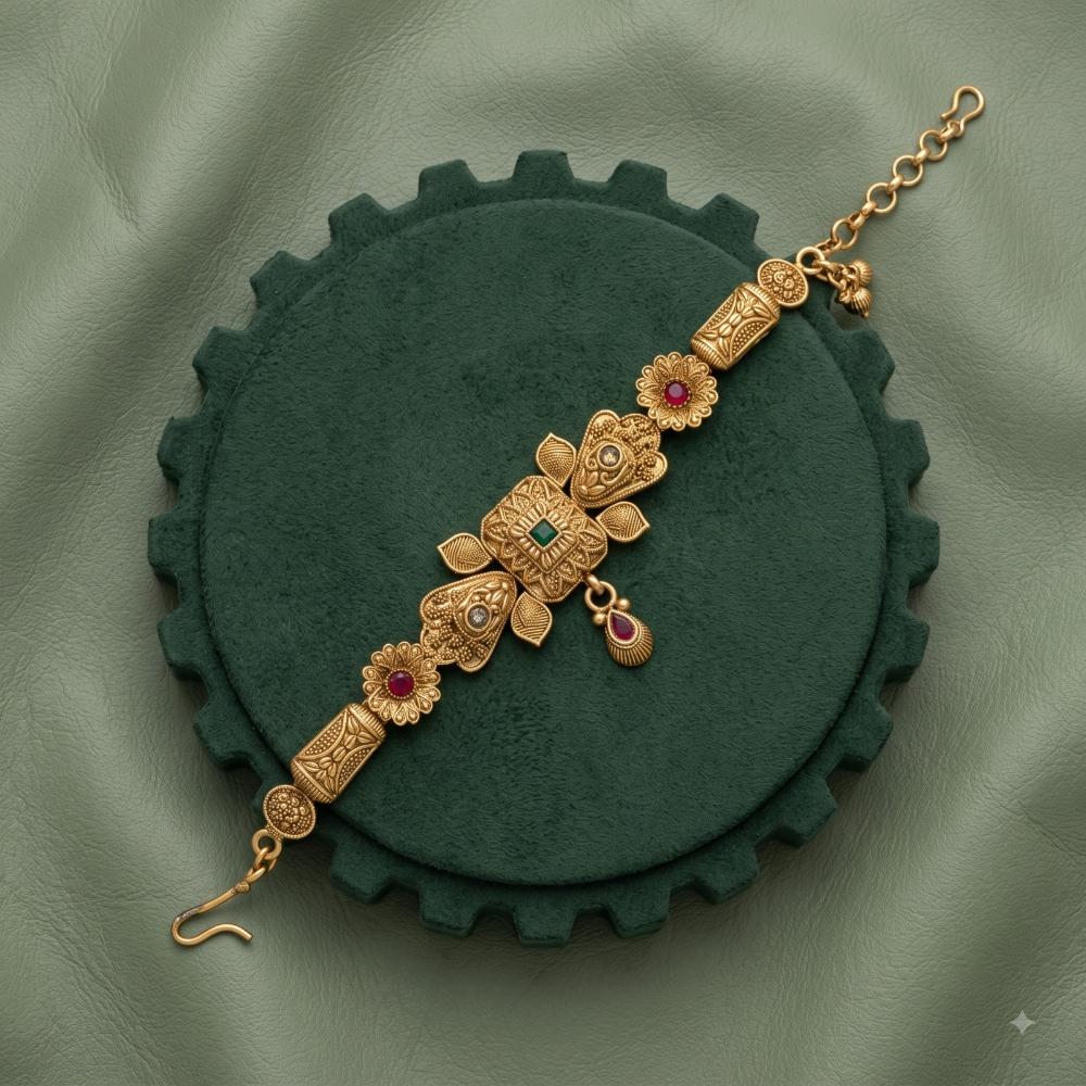Akruti Collection Royal Pota Stone And Pearl Adjustable Bracelet