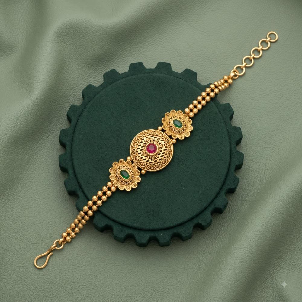 Akruti Collection Royal Pota Stone And Pearl Adjustable Bracelet