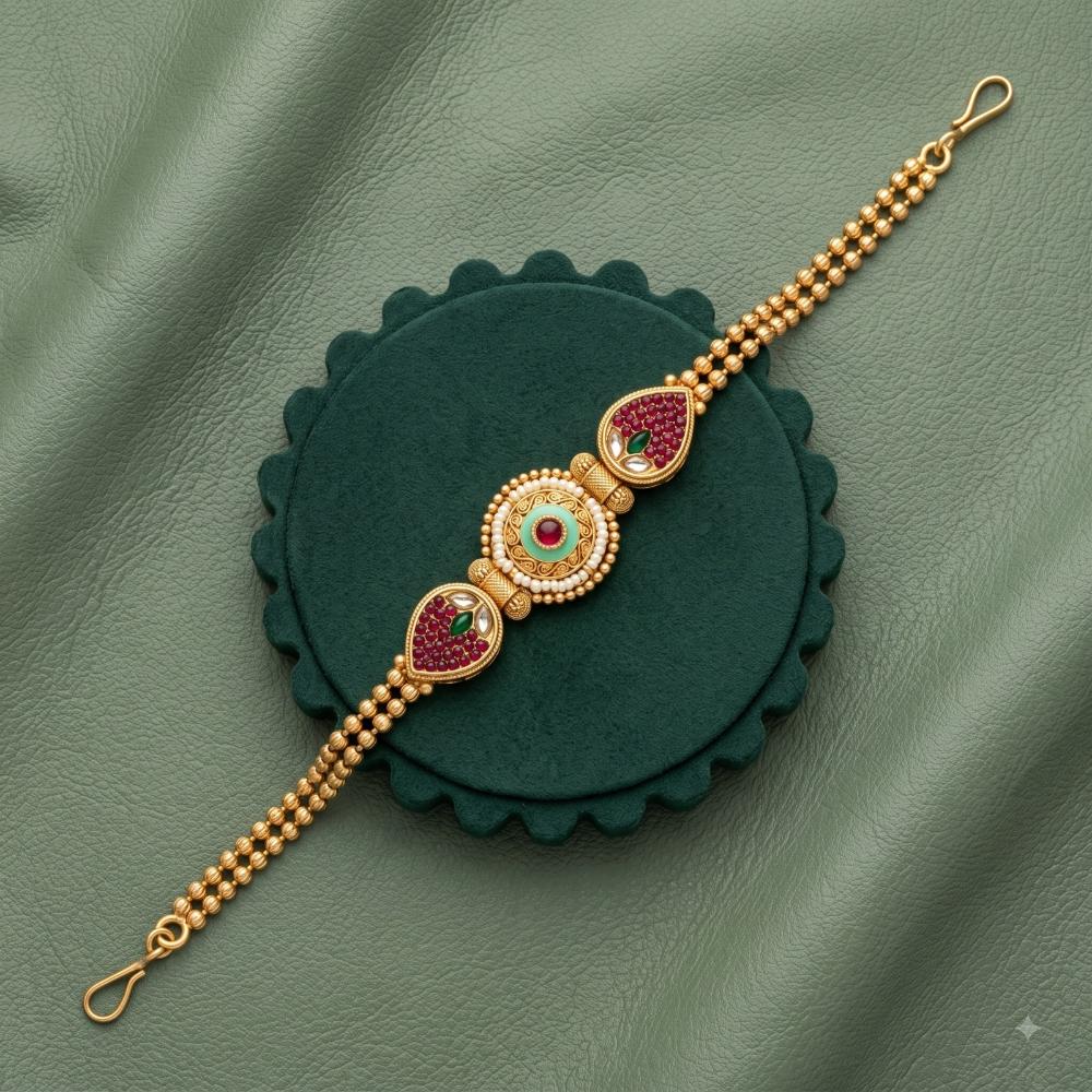 Akruti Collection Royal Pota Stone And Pearl Adjustable Bracelet