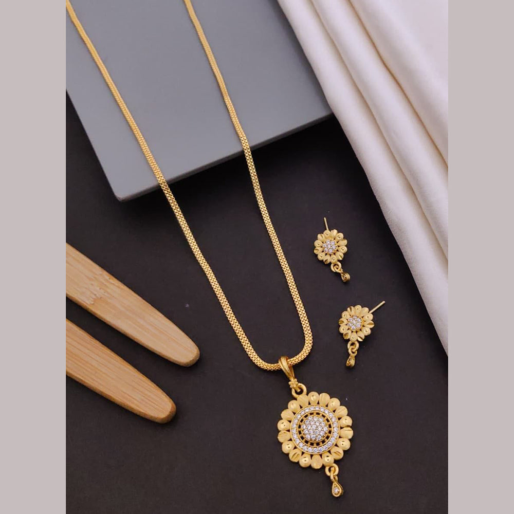 Akruti Collection Elegant Pota Stone Chain Pendant Set