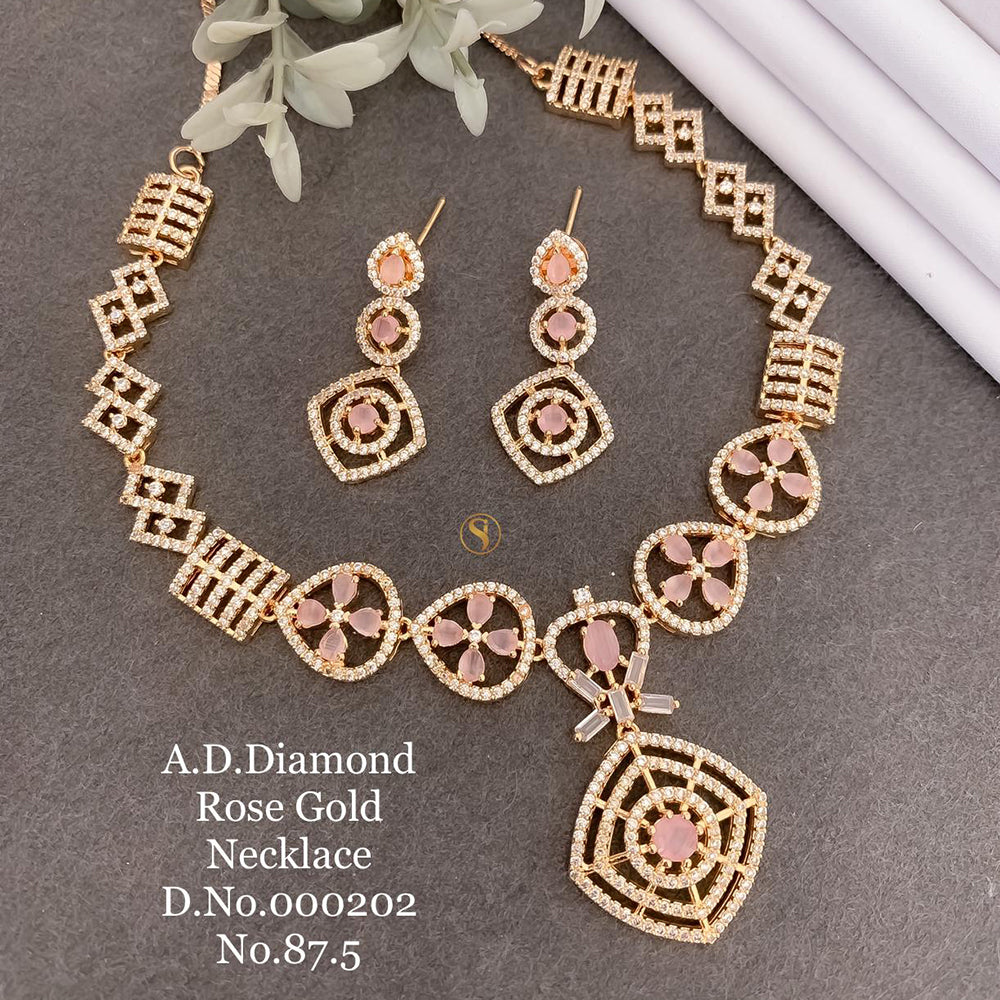 Shrijicreation Rose Gold Plated AD Stone Necklace Set