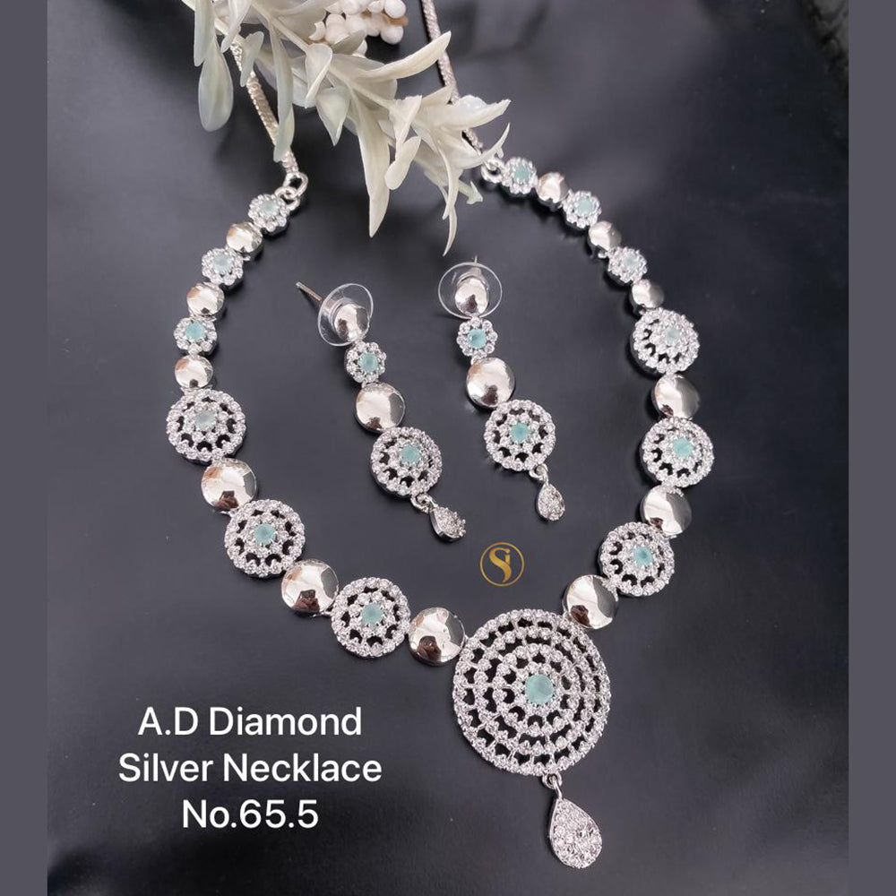 Shrijicreation Silver Plated AD Stone Necklace Set