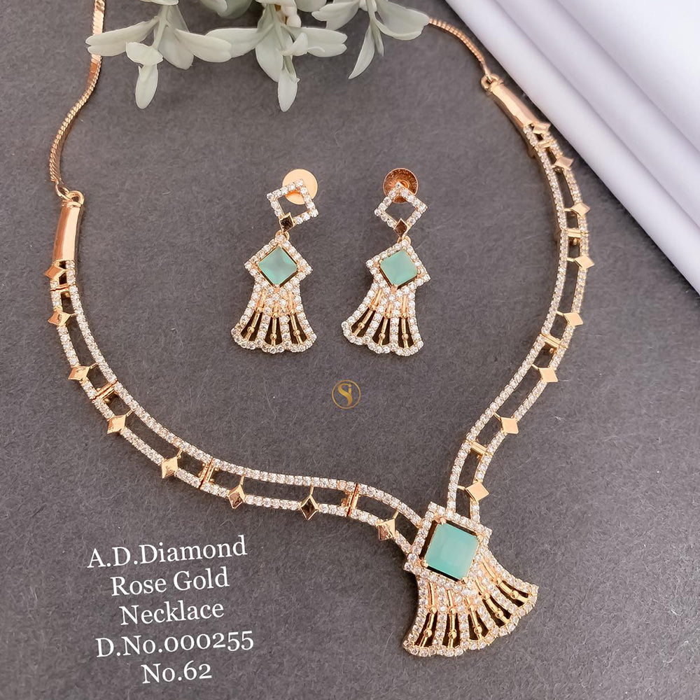 Shrijicreation Rose Gold Plated AD Stone Necklace Set