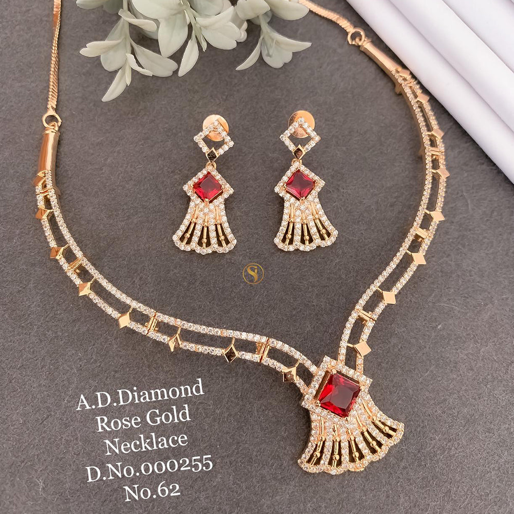 Shrijicreation Rose Gold Plated AD Stone Necklace Set