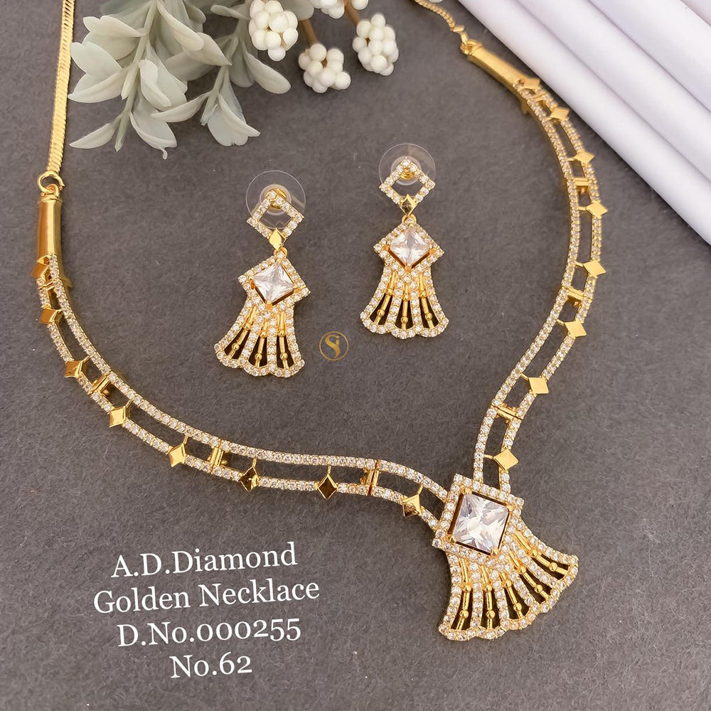 Shrijicreation Gold Plated AD Stone Necklace Set