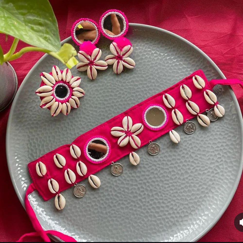 Shrijicreation Oxidised Plated Handmade Mirror Choker Necklace Set