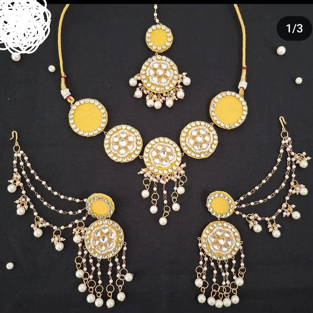 Shrijicreatio Handmade Gold Plated Kundan Stone And Pearls Necklace Set