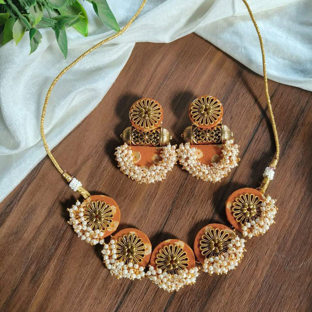 Shrijicreation Gold Plated Handmade Kundan Stone And Pearls Necklace Set