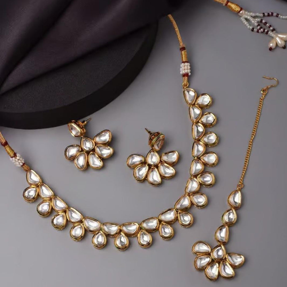 Shrijicreation Gold Plated Kundan Stone Necklace Set