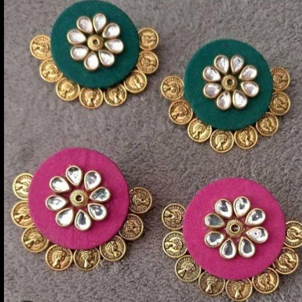 Shrijicreation Gold Plated Handmade Kundan Stone Dangler Earrings