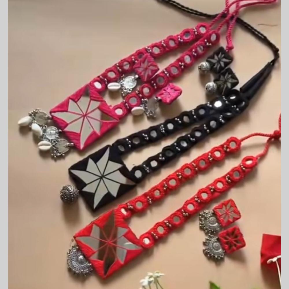 Shrijicreation Traditional Handmade Mirror Work Necklace Set