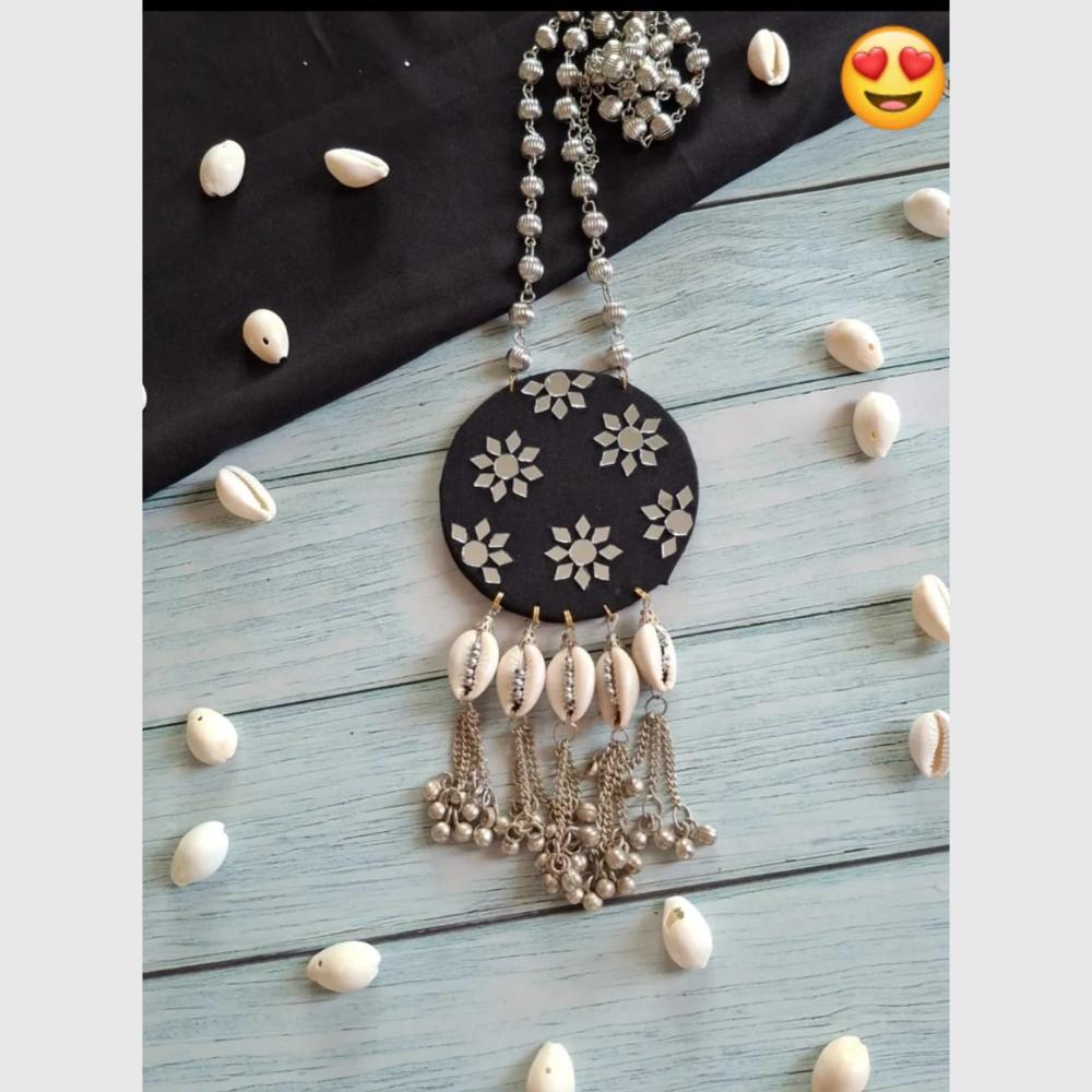 Shrijicreation Trendy Mirror Work Shell Long Necklace Set