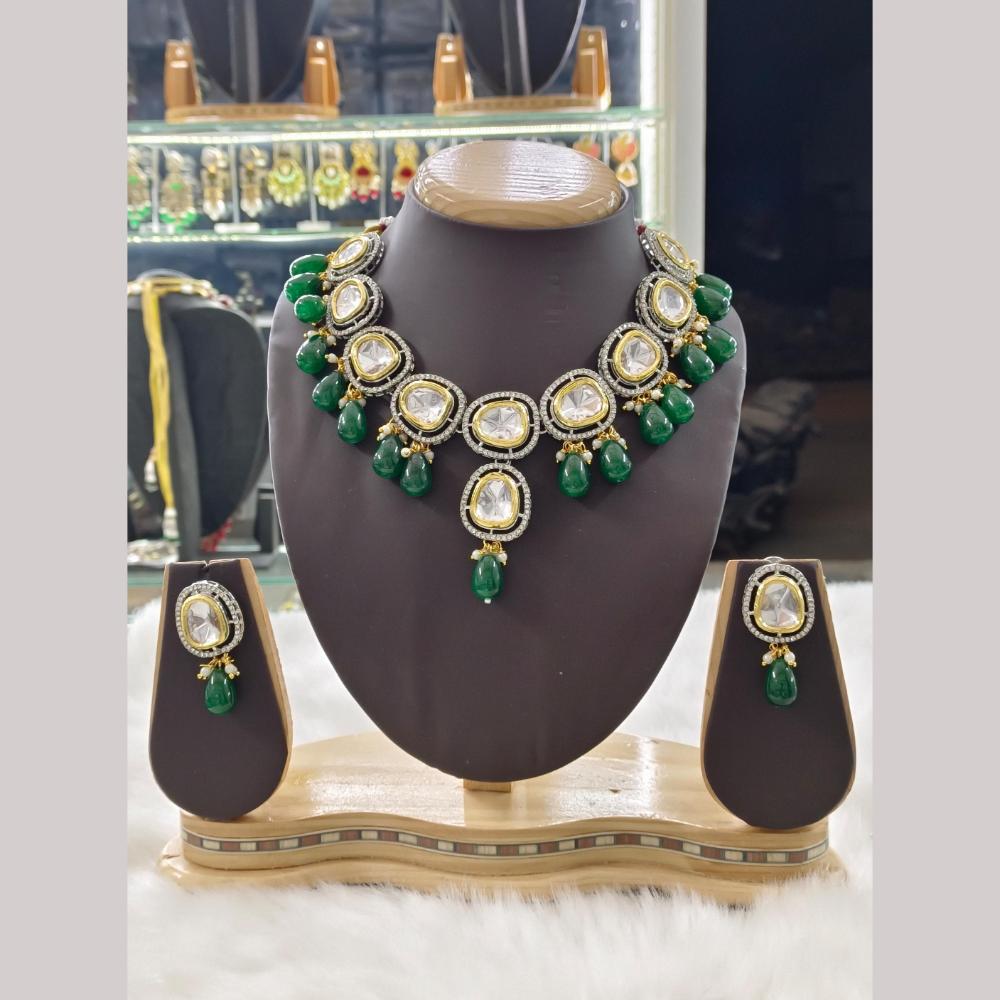 Palak Art 2 Tone Plated Kundan Stone And Beads Necklace Set
