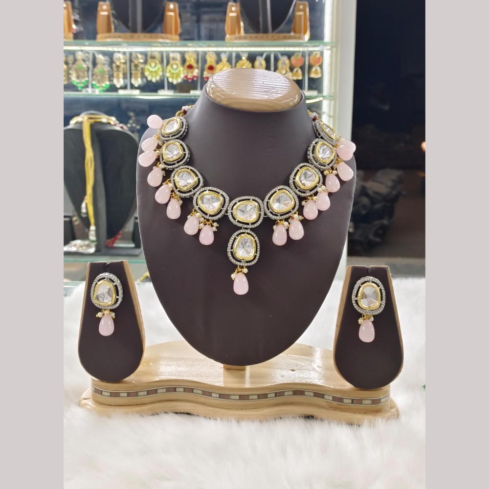 Palak Art 2 Tone Plated Kundan Stone And Beads Necklace Set