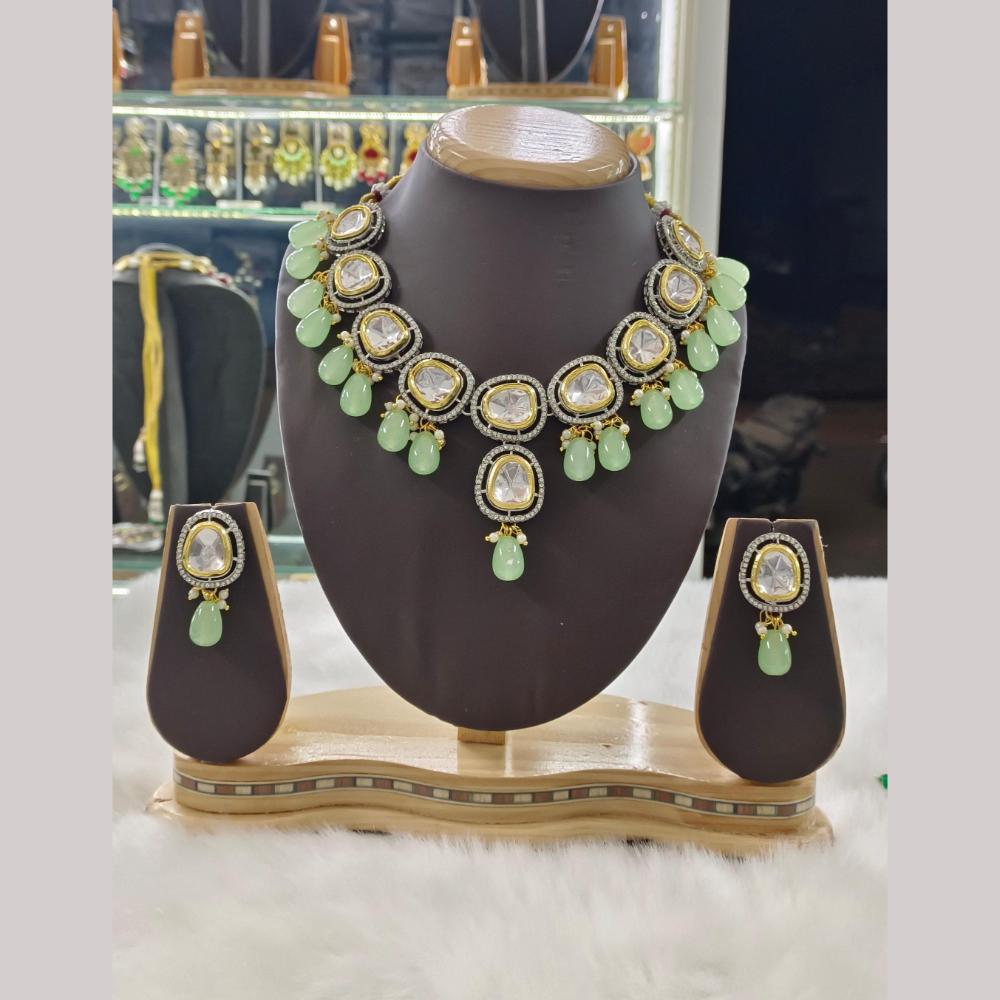 Palak Art 2 Tone Plated Kundan Stone And Beads Necklace Set