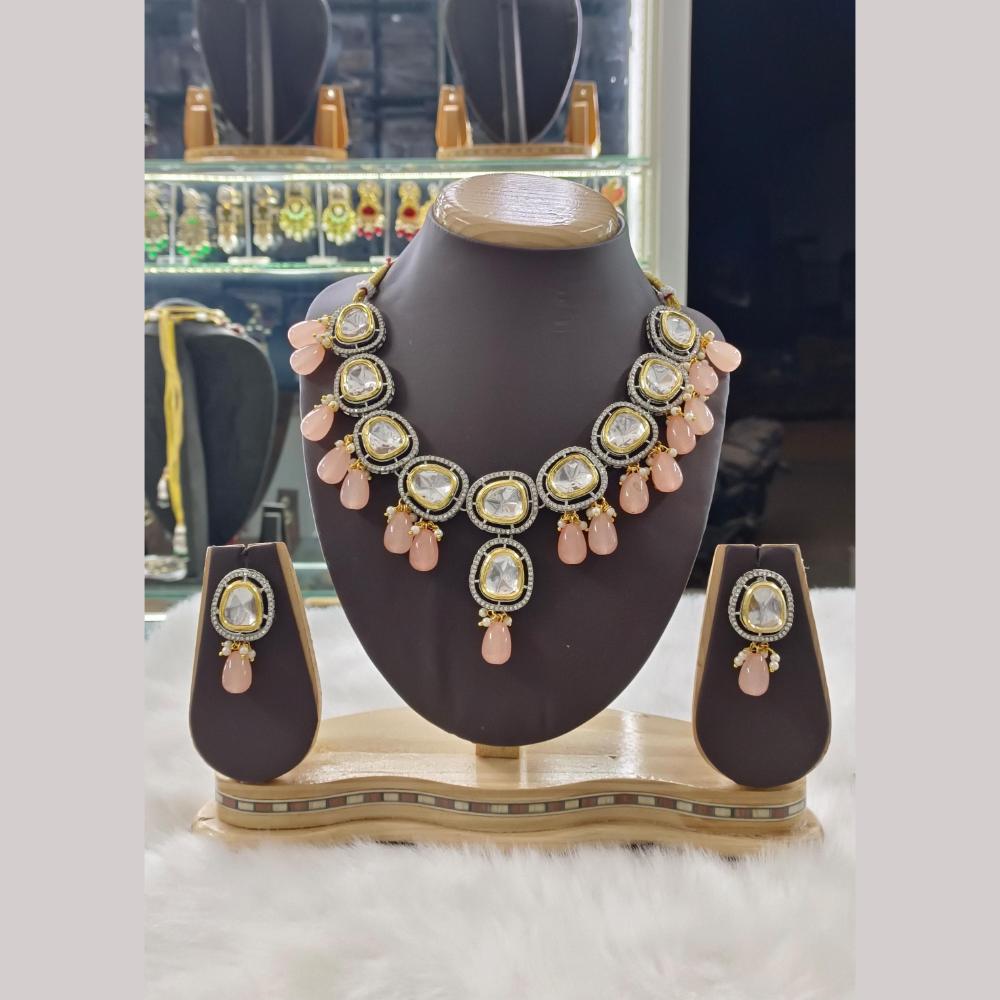 Palak Art 2 Tone Plated Kundan Stone And Beads Necklace Set