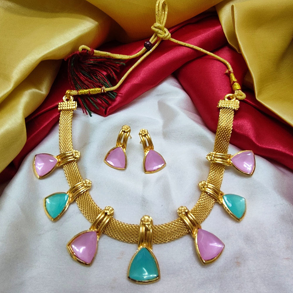 Palak Art Gold Plated Crystal Stone Necklace Set