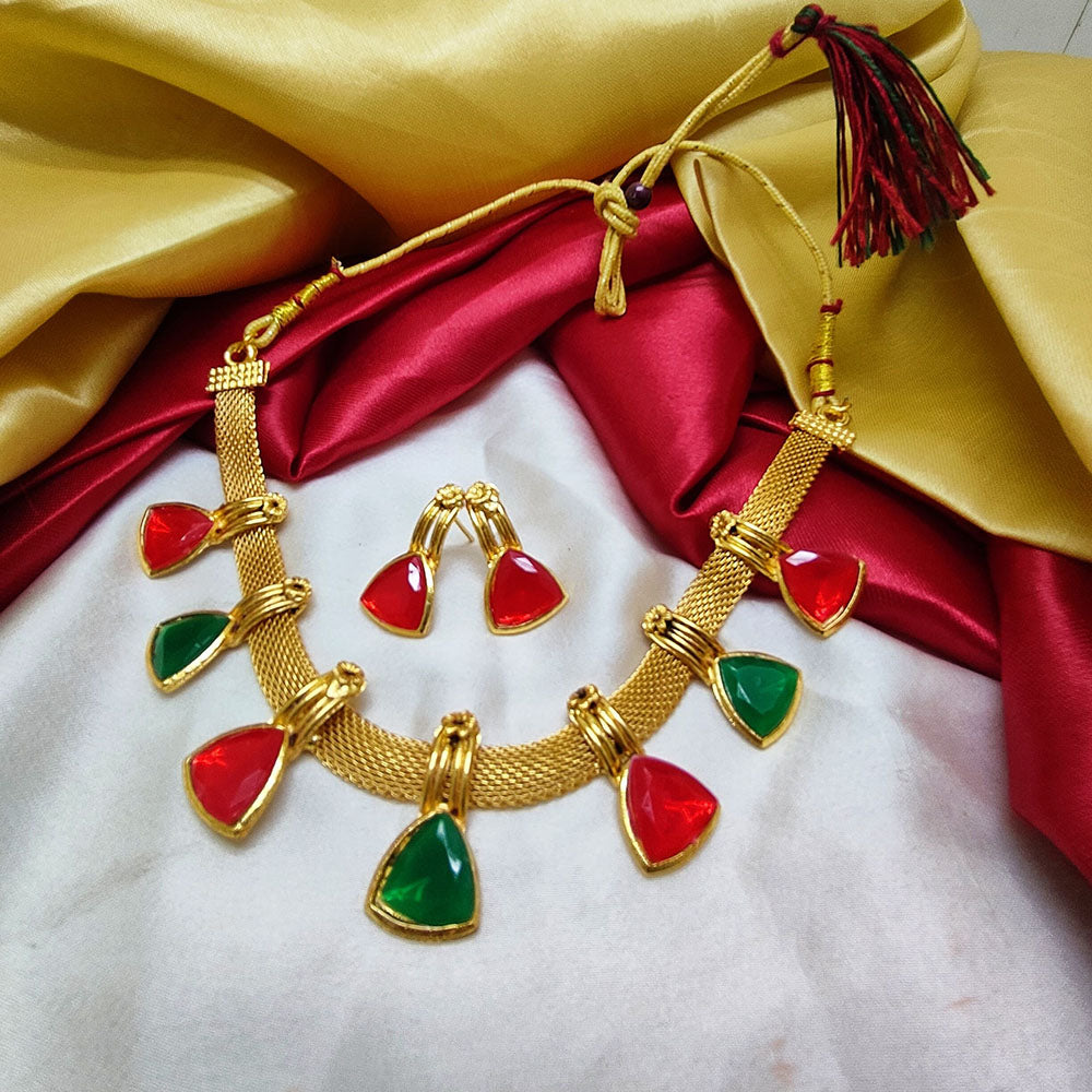 Palak Art Gold Plated Crystal Stone Necklace Set
