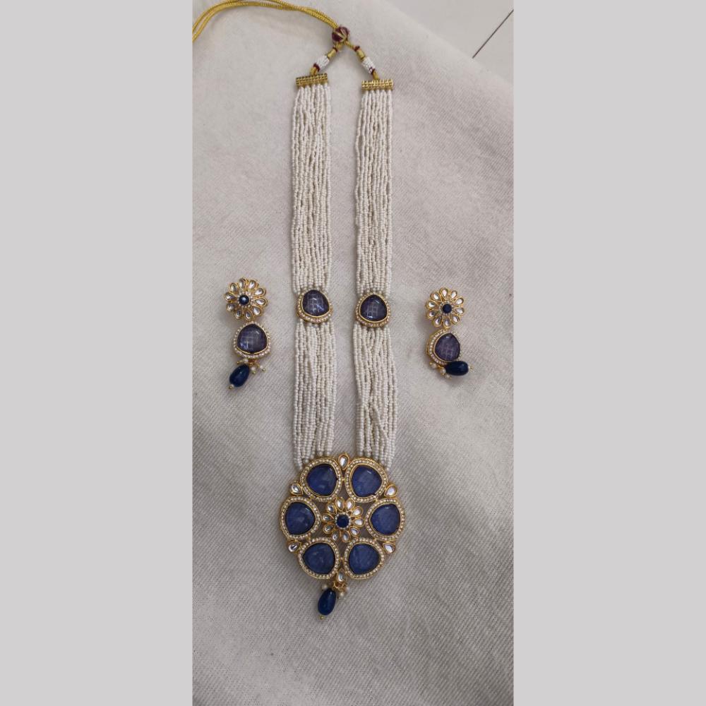 Palak Art Gold Plated Kundan Stone And Pearl Necklace Set
