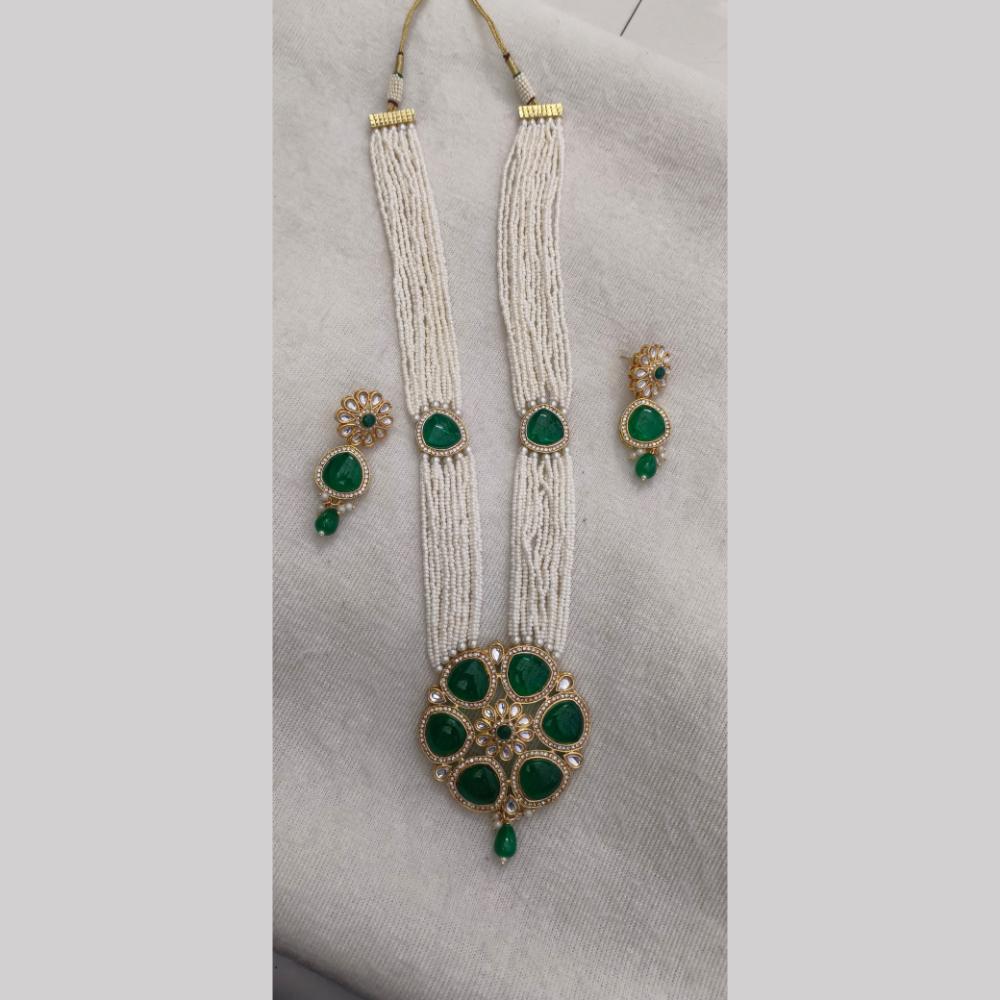 Palak Art Gold Plated Kundan Stone And Pearl Necklace Set
