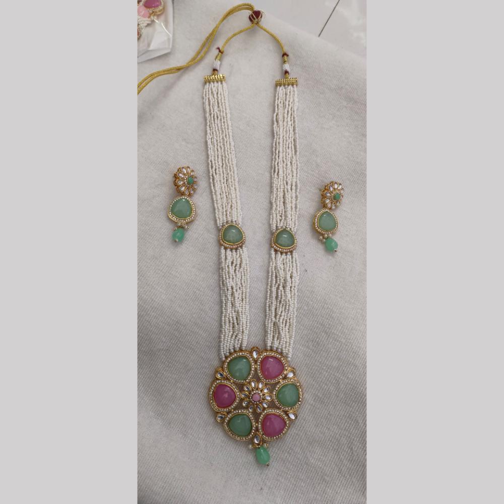Palak Art Gold Plated Kundan Stone And Pearl Necklace Set