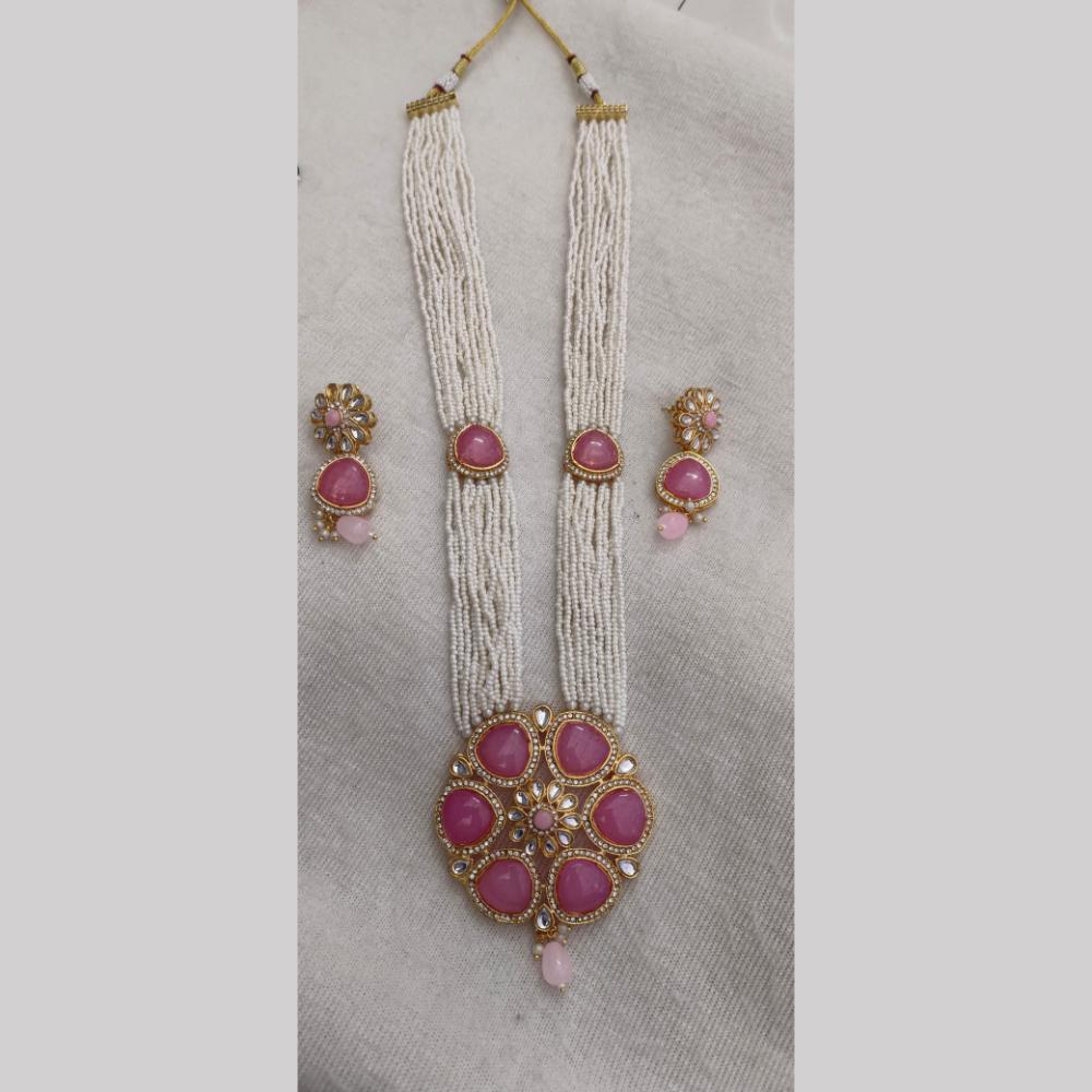 Palak Art Gold Plated Kundan Stone And Pearl Necklace Set