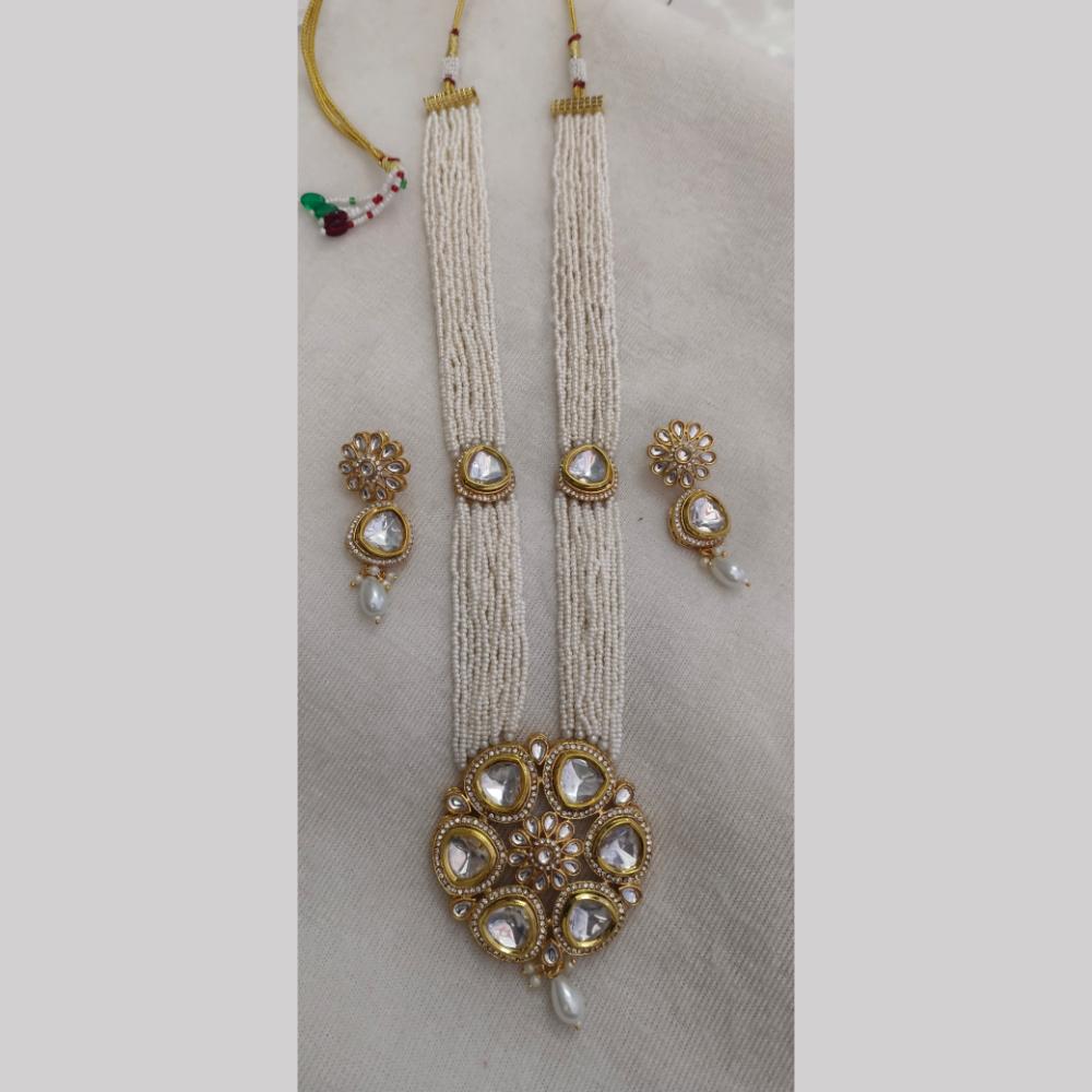 Palak Art Gold Plated Kundan Stone And Pearl Necklace Set