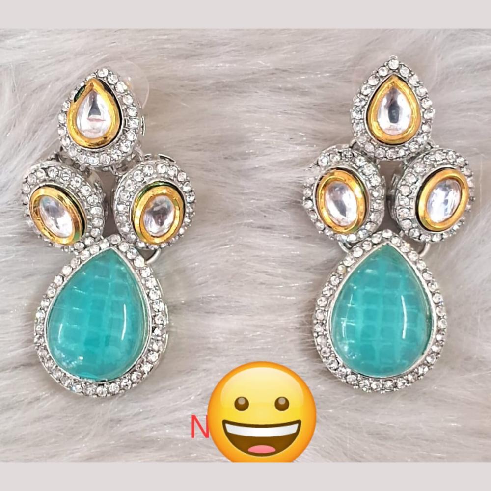 Palak Art Gold Plated Kundan Stone Dangler Earrings