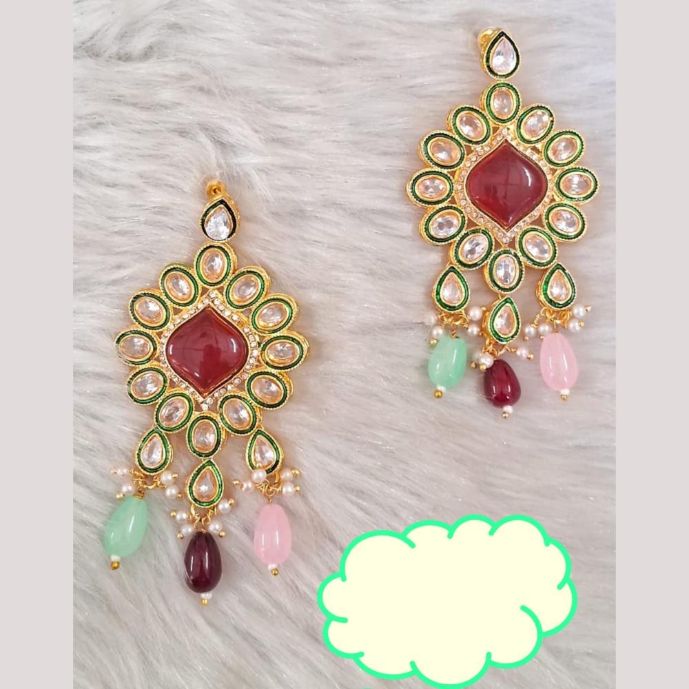 Palak Art Gold Plated Crystal Stone Dangler Earrings