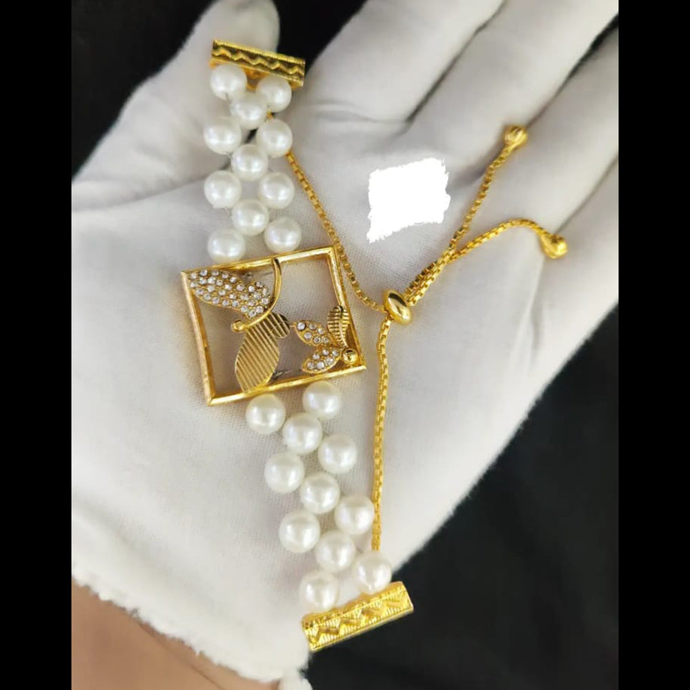 Palak Art Timeless Beauty Gold Plated Pearl Adjustable Bracelet