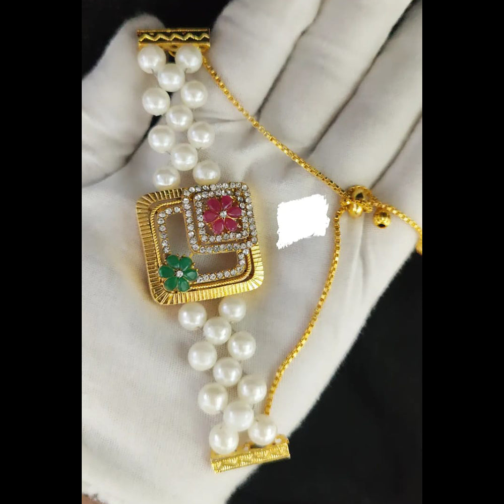 Palak Art Timeless Beauty Gold Plated Pearl Adjustable Bracelet